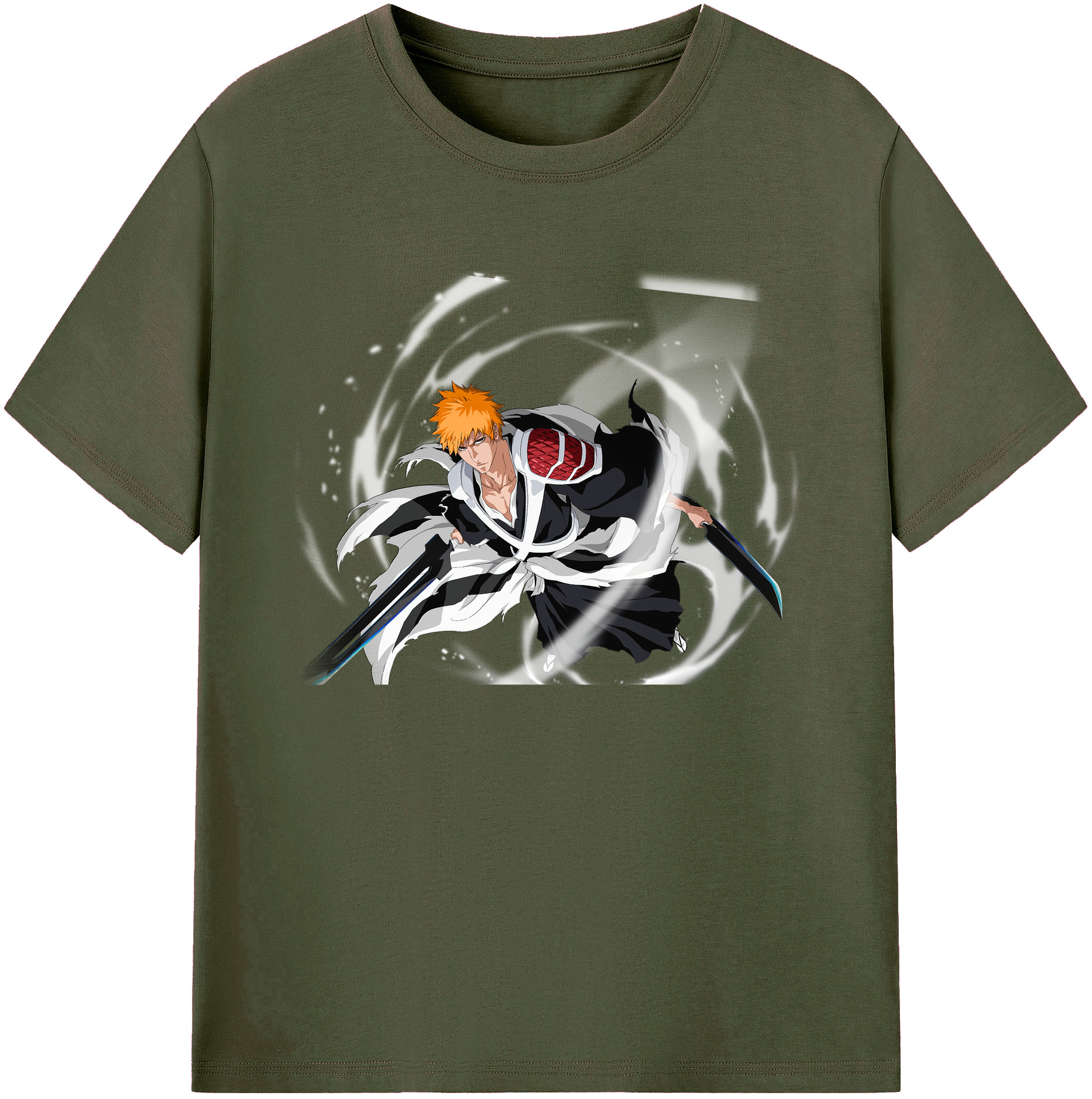 （画像用） ブリーチ 黒崎一護（くろさき いちご）BLEACH Kurosaki Ichigo 綿100％ メンズ半袖Tシャツ｜肌触りやわらか＆通気性